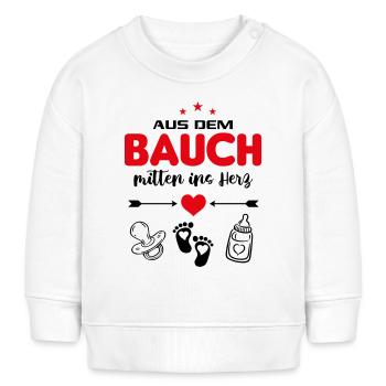 Aus dem Bauch ins Herz Babysprüche Milchflasche - Baby Organic Sweatshirt Baby Changer von Stanley/Stella - Weiß - Vorne