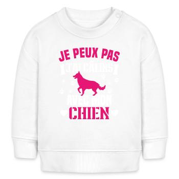 Ich kann nicht mit meinem Hund kuscheln - Baby Organic Sweatshirt Baby Changer von Stanley/Stella - Weiß - Vorne