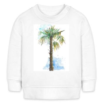 Mediterrane Palme - Auarell Federzeichnung - Baby Organic Sweatshirt Baby Changer von Stanley/Stella - Weiß - Vorne