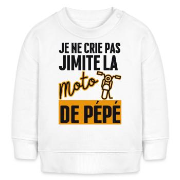 Je ne Crie pas J'imite la Moto de Pépé - Sweat bébé bio Stanley/Stella - blanc - Devant
