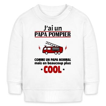 J'ai un papa pompier, cadeau naissance - Sweat bébé bio Stanley/Stella - blanc - Devant