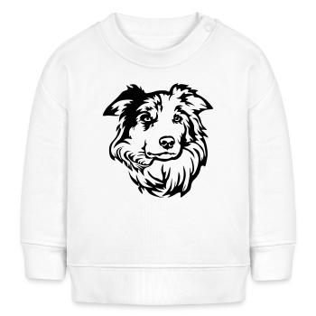 Tête de Border Collie - Sweat bébé bio Stanley/Stella - blanc - Devant