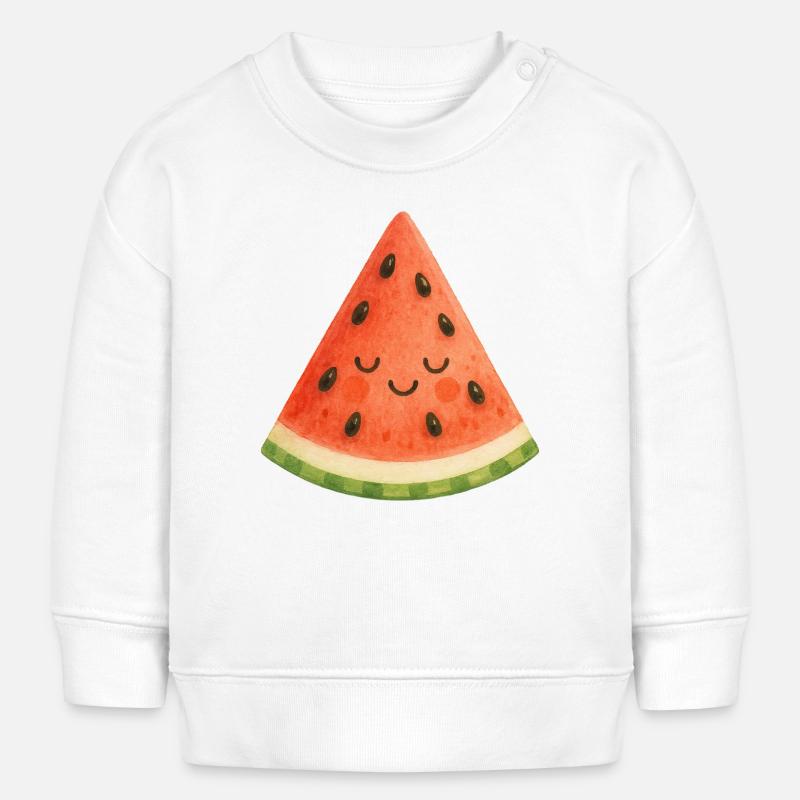 Tranche de pastèque sourire - Sweat bébé bio Stanley/Stella - blanc