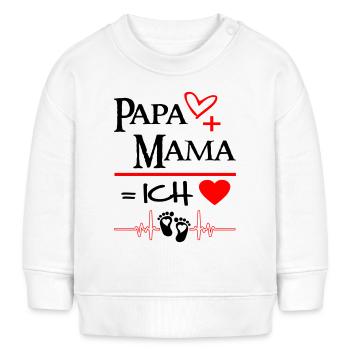 Papa Mama Ich Herz Füße Babysprüche - Baby Organic Sweatshirt Baby Changer von Stanley/Stella - Weiß - Vorne