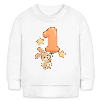 1. Geburtstags-Hasen-Shirt für Kinder - Baby Organic Sweatshirt Baby Changer von Stanley/Stella - Weiß - Vorne