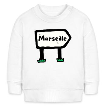 Marseille Stadtschild - Baby Organic Sweatshirt Baby Changer von Stanley/Stella - Weiß - Vorne