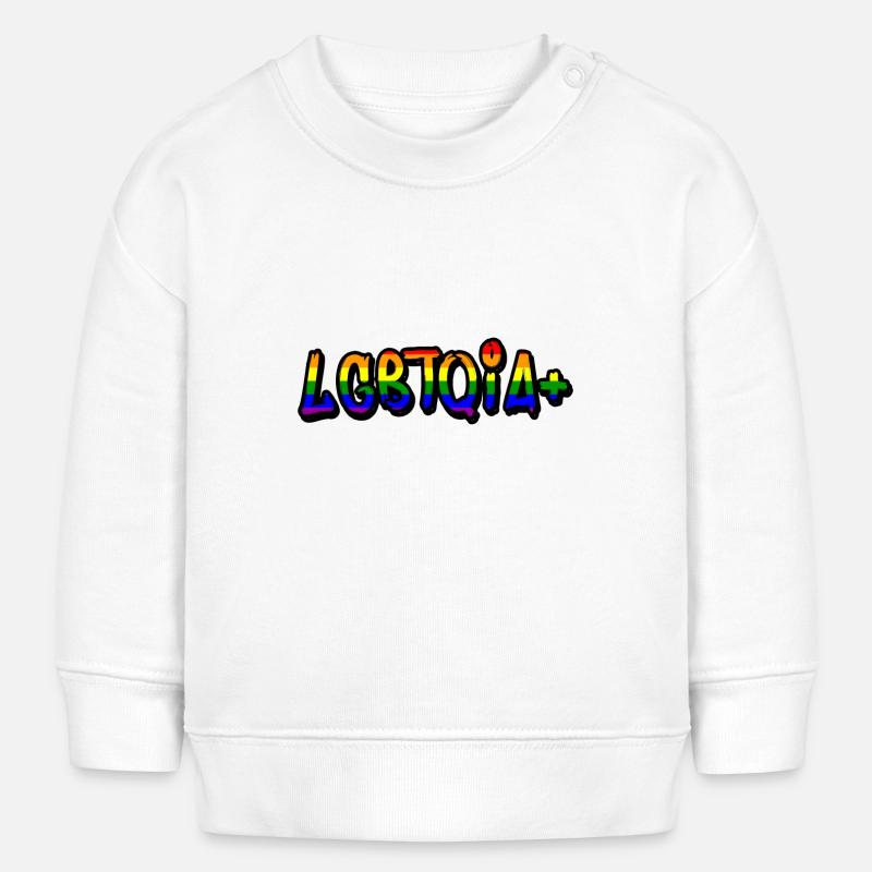 Drapeau arc-en-ciel LGBTQIA+ - Regenbogenfahne - Sweat bébé bio Stanley/Stella - blanc
