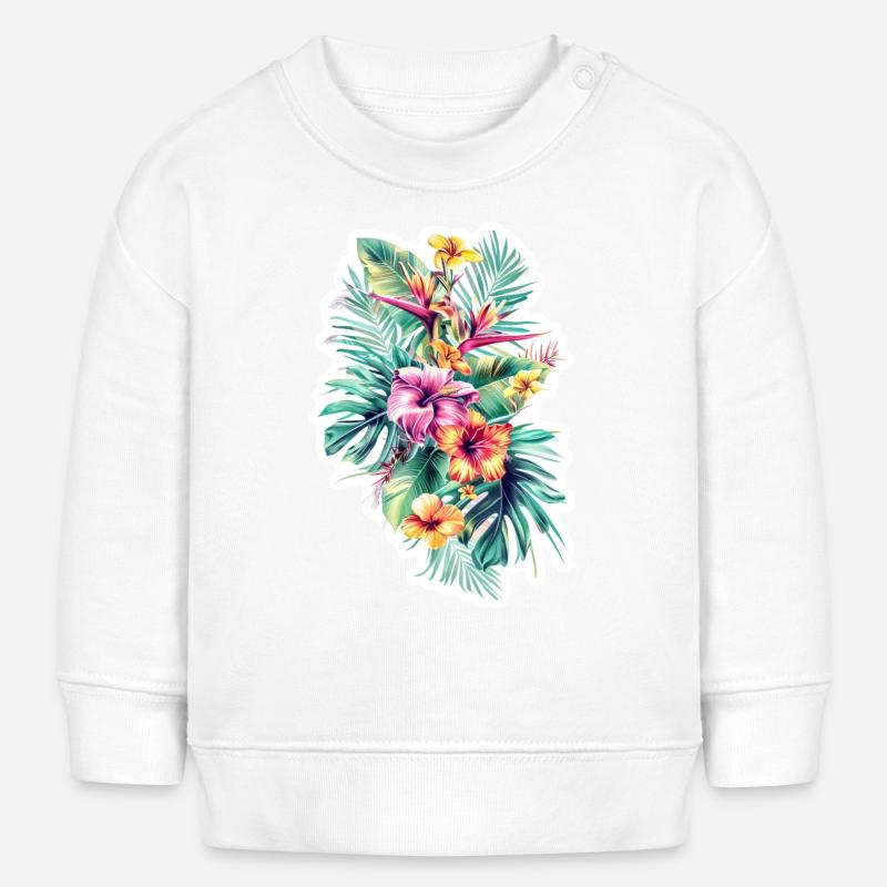 Design floral d’Hawaï - Sweat bébé bio Stanley/Stella - blanc