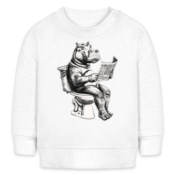 Lachendes Nilpferd mit Zeitung - Baby Organic Sweatshirt Baby Changer von Stanley/Stella - Weiß - Vorne