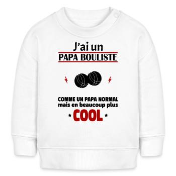 J'ai un papa bouliste, pétanque, été, vacances - Sweat bébé bio Stanley/Stella - blanc - Devant