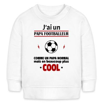 J'ai un papa footballeur, cadeau naissance - Sweat bébé bio Stanley/Stella - blanc - Devant
