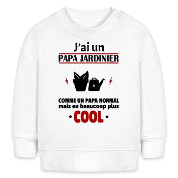 J'ai un papa jardinier, cadeau naissance,jardinage - Sweat bébé bio Stanley/Stella - blanc - Devant