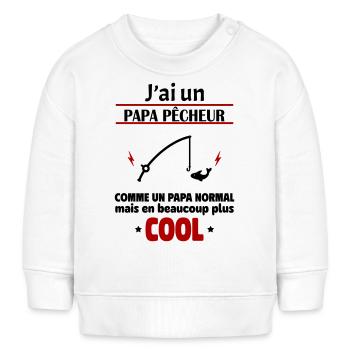 J'ai un papa pêcheur, cadeau naissance, pêche - Sweat bébé bio Stanley/Stella - blanc - Devant