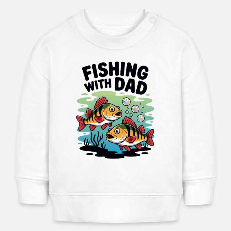 Pêche avec papa le week-end - Sweat bébé bio Stanley/Stella - blanc