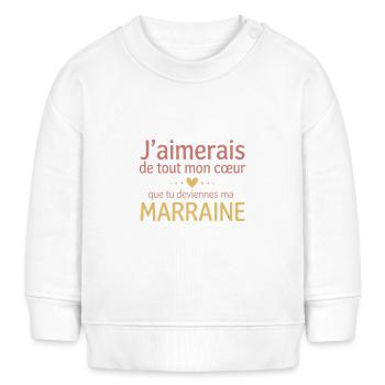 Demande Marraine : Veux-tu être ma marraine - Sweat bébé bio Stanley/Stella - blanc - Devant
