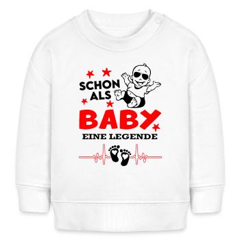 Schon als Baby eine Legende Babysprüche Herzschlag - Baby Organic Sweatshirt Baby Changer von Stanley/Stella - Weiß - Vorne