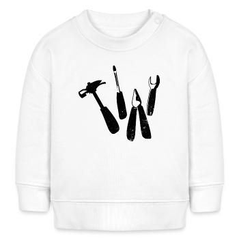 Werkzeug Hammer Zange Schraubenschlüssel - Baby Organic Sweatshirt Baby Changer von Stanley/Stella - Weiß - Vorne