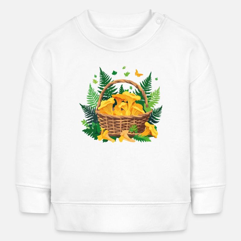 Panier de champignons chanterelle - Sweat bébé bio Stanley/Stella - blanc