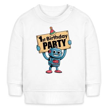 Ich bin 1 Jahr erster Geburtstag mit Roboter - Baby Organic Sweatshirt Baby Changer von Stanley/Stella - Weiß - Vorne