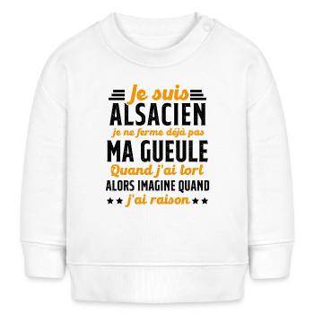 Alsacien je ferme pas ma gueule humour alsace - Sweat bébé bio Stanley/Stella - blanc - Devant