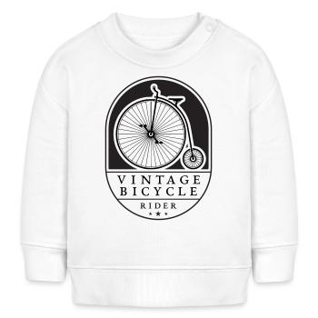 Cycliste vintage, noir sur lumière, penny farthing - Sweat bébé bio Stanley/Stella - blanc - Devant