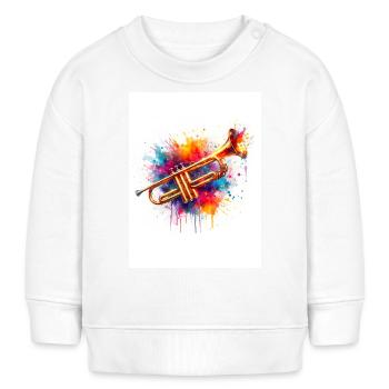 Trompette aquarelle - Sweat bébé bio Stanley/Stella - blanc - Devant