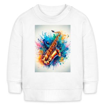 Saxophone aquarelle - Sweat bébé bio Stanley/Stella - blanc - Devant