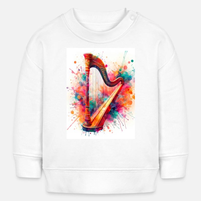 Harpe aquarelle - Sweat bébé bio Stanley/Stella - blanc