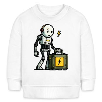 Trauriger Roboter-Energiekoffer - Baby Organic Sweatshirt Baby Changer von Stanley/Stella - Weiß - Vorne