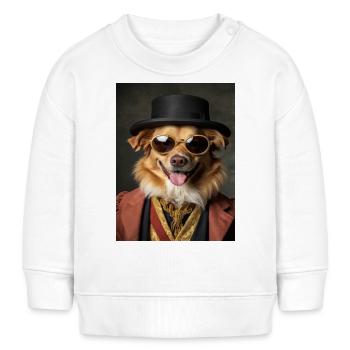 Goldener Hund Kostüm Aristokrat Lünette Halsband - Baby Organic Sweatshirt Baby Changer von Stanley/Stella - Weiß - Vorne