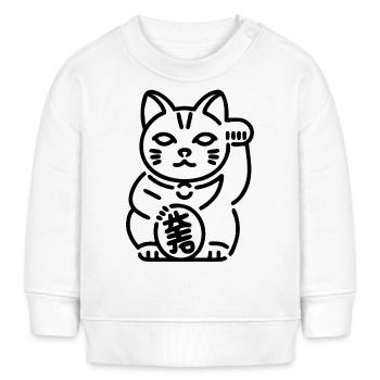 Maneki Neko Katze - Baby Organic Sweatshirt Baby Changer von Stanley/Stella - Weiß - Vorne