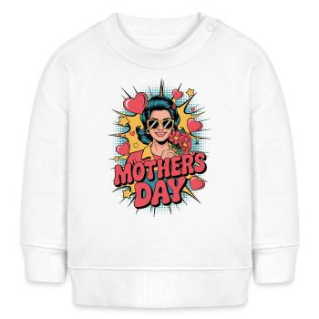Supermom – Popart Muttertagsmotiv - Baby Organic Sweatshirt Baby Changer von Stanley/Stella - Weiß - Vorne