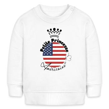 "Petite princesse américaine" - Sweat bébé bio Stanley/Stella - blanc - Devant