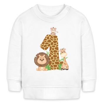 1. Geburtstag Dschungeltiere Giraffe Löwe Affe - Baby Organic Sweatshirt Baby Changer von Stanley/Stella - Weiß - Vorne