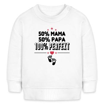 50 Papa 50 Mama 100 Perfekt Baby Säugling - Baby Organic Sweatshirt Baby Changer von Stanley/Stella - Weiß - Vorne