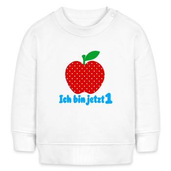 Ich bin jetzt 1 Apfel - Baby Organic Sweatshirt Baby Changer von Stanley/Stella - Weiß - Vorne