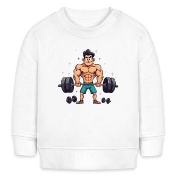 Der King unter den Hanteln - Baby Organic Sweatshirt Baby Changer von Stanley/Stella - Weiß - Vorne