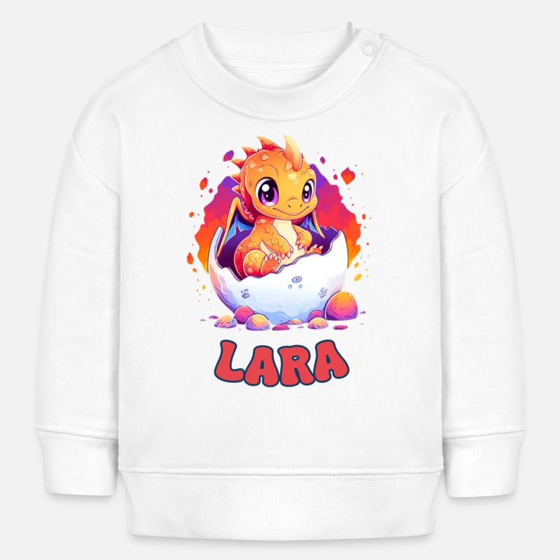 Lara - Dragon - Nom - Sweat bébé bio Stanley/Stella - blanc