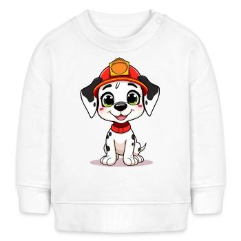 Happy Firefighter Dog in Red Helmet - Baby Sweatshirt by Stanley/Stella - white - Front