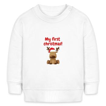 Mon premier renne de Noël - Sweat bébé bio Stanley/Stella - blanc - Devant