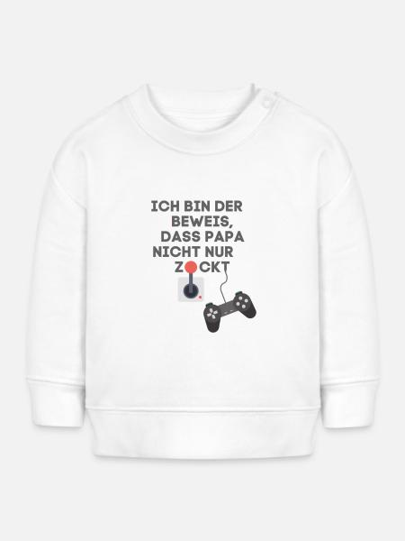 Baby Papa zocken Gaming - Baby Organic Sweatshirt Baby Changer von Stanley/Stella - Weiß