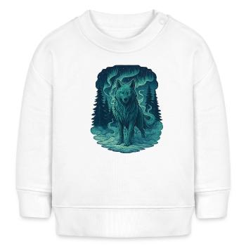 Aurores Boréales Le Loup dans la Forêt - Sweat bébé bio Stanley/Stella - blanc - Devant
