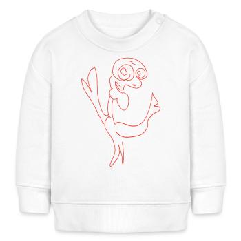 Aufgeregtes Huhn Linien Kunst. Flattender Vogel - Baby Organic Sweatshirt Baby Changer von Stanley/Stella - Weiß - Vorne
