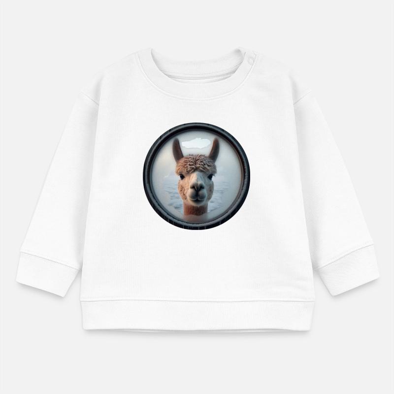 Alpaca looking through a window Baby Sweatshirt by Stanley/Stella