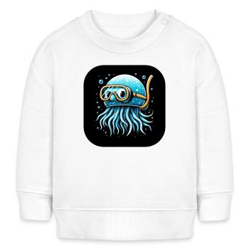 Pieuvre avec des lunettes de plongée Bande dessinée - Sweat bébé bio Stanley/Stella - blanc - Devant