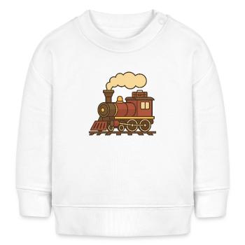 Retro-Lokomotive (links) - Baby Organic Sweatshirt Baby Changer von Stanley/Stella - Weiß - Vorne
