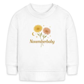 Novemberbaby Design – Herbst Geburtstagsgeschenk - Baby Organic Sweatshirt Baby Changer von Stanley/Stella - Weiß - Vorne