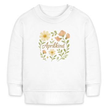 🌼 Aprilkind – Frühlingsbaby Design mit Blumen - Baby Organic Sweatshirt Baby Changer von Stanley/Stella - Weiß - Vorne