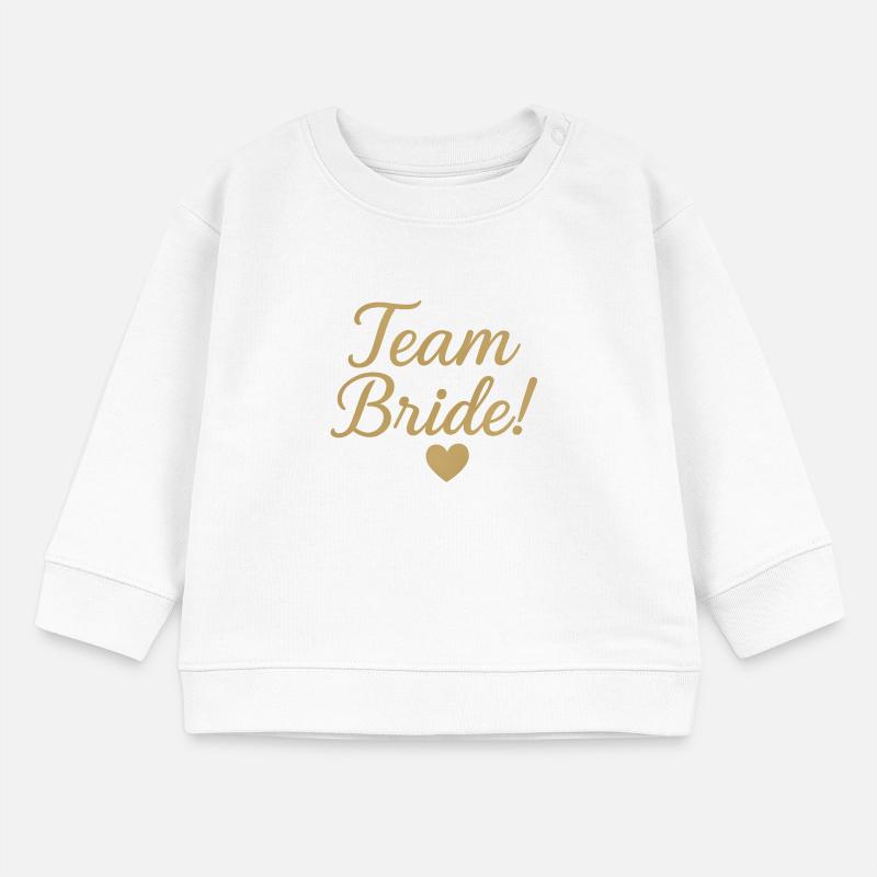 Team Bride Gold Script Design. Hochzeit Baby Organic Sweatshirt Baby Changer von Stanley/Stella