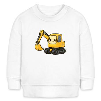 Niedlicher Bagger mit Kulleraugen - Baby Organic Sweatshirt Baby Changer von Stanley/Stella - Weiß - Vorne